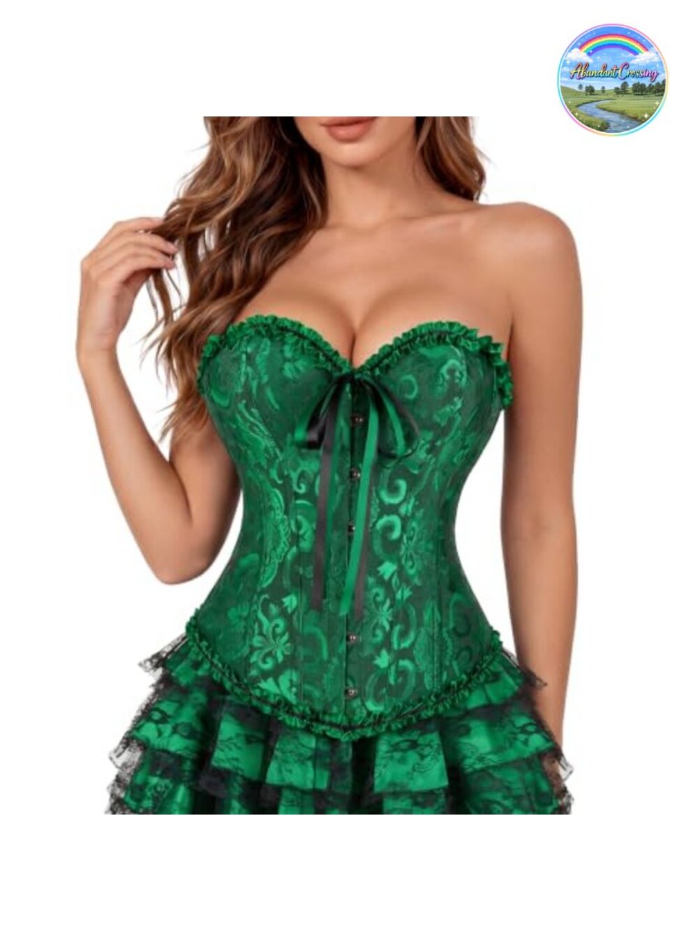 Women's Overbust Corset Top Brocade Lace-Up Bustier Victorian